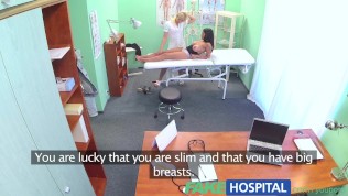 FakeHospital Busty beautiful patient has her big breasts oiled and examined by nympho nurse