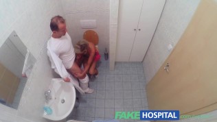 FakeHospital Slim blonde gets creampied after fucking in the toilet and the doctors office