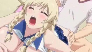 Anime blonde with huge boobs