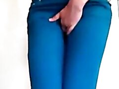 Desperate Girl Pees Her Blue Jean Pants
