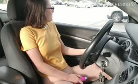 Sweet Teen Girl Masturbates In Her Car In Public
