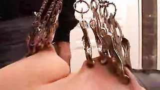 Sexy Chained Babe With Giant Boobs Feels Real Pain During Hardcore Torturing