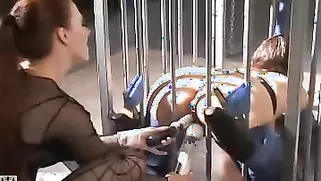 Hot Sub Slut Forced To Be On Her Knees And Elbows In A Cage