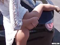 Unbelievably Cute Teen Fucked In The Ass In Public Parking Lot