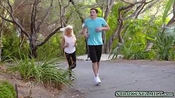 Young Dude Fucks His Horny Blonde Stepmom After Jogging