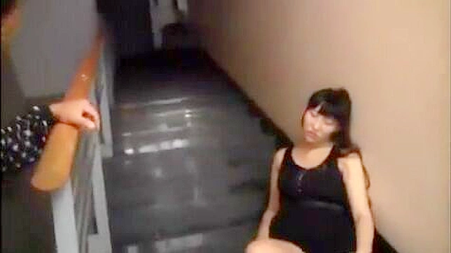 Japanese Porn Video   Two Drunken Guys Take Advantage Of Sleeping Girl On Stairs