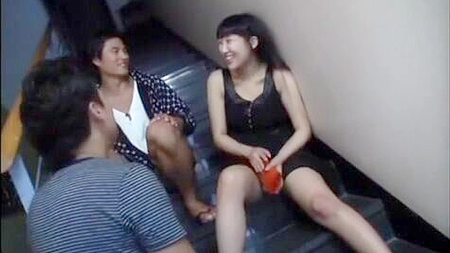 Japanese Porn Video   Two Drunken Guys Take Advantage Of Sleeping Girl On Stairs