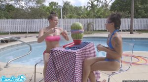 Lesbian Teens Gets Naughty With Watermelon Explosion