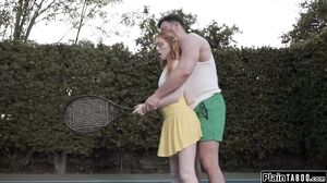 Tennis Coach Makes Petite Redhead Squirt