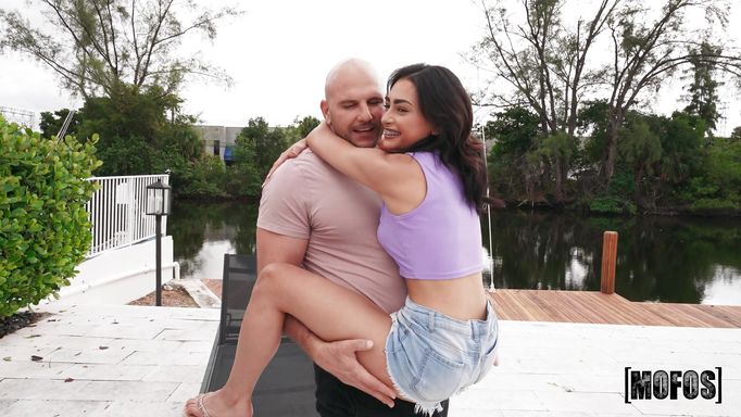 Bald Guy Uses His Small Girlfriend Like A Toy