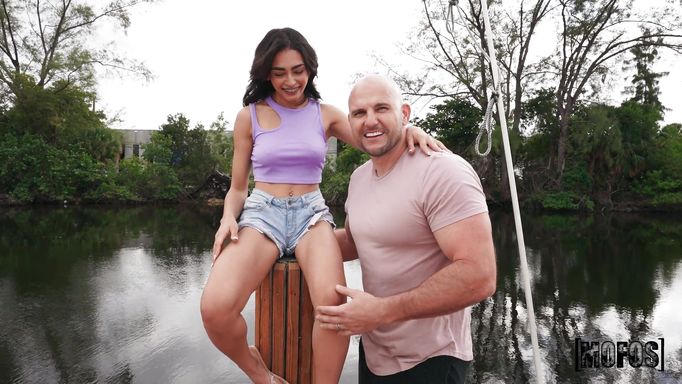 Bald Guy Uses His Small Girlfriend Like A Toy