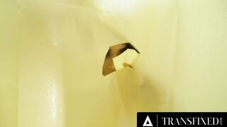 TRANSFIXED   Ariel Demure Caught Eva Maxim Blowing Jade Venus Through Shower Curtain Glory Hole