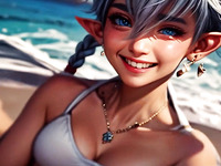 Final Fantasy Al Generated Alisaie Poses Naked On The Beach And Takes Cum On Ass And Face