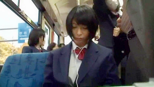 Immodest Schoolgirl Surprise Grab On Businessman Dick In Bus