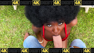 Sexy Ebony With An Afro Haircut Is Ready To Pay Off Her Debts By Satisfying The Collector.