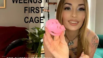 Weenus’ First Cage   Goddess Moxie Locks Your Shrimp Dick In Chastity For The First Time