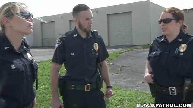 Two Police Women Fuck Arrested Black Dude And Make Him Lick Twats