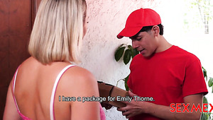 Courier Was Seduced By The Gorgeous Busty Blonde Emily Thorne.