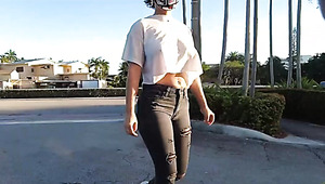 Brave Gal Shows Her Big Tits In Public