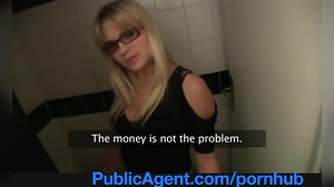 PublicAgent Platinum Towheaded Cafe Waitress Takes It In The Toilets
