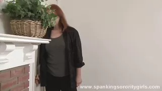 Sexy Brunette Spanks A Big Bottomed Redhead Chick In Doggy Pose