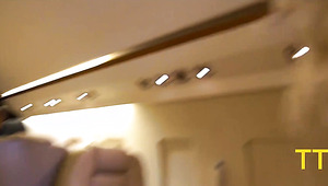 Hot Flight Attendants Provide Special Service To VIP Client On A Private Jet