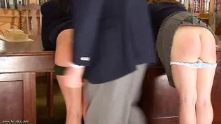 Real Judge Is Spanking Two Young Chicks In The Office