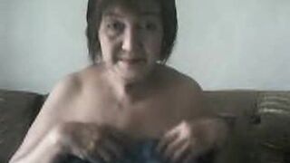 Old Asian Granny Shows Off On Cam