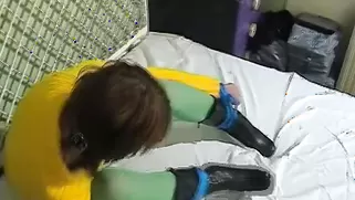 Very Skinny Chick With Small Tits And Black Gag In Mouth