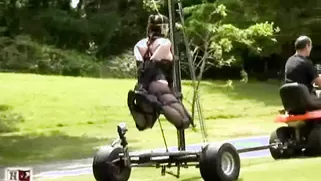 Bound Babe Impaled By A Dildo In A Cart, Lovely