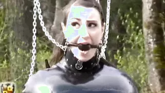 Gagged And Bound In Latex Bag Suit MILF Suffers