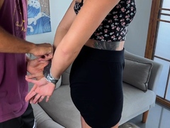 With Her Hands Taped, My Neighbor Goes Deep On My Cock