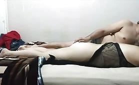 Horny Guy Is Licking His Gfs Haired Pussy