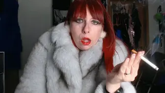 Crimson Lips, Sexy Fur, And Dominant Smoking