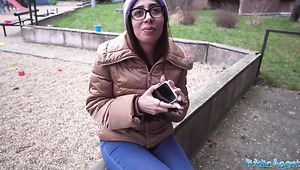 Shy Nerdy Brunette Girl Agrees To Show The Public Agent Her Blowjob And Fuck Skills For Money
