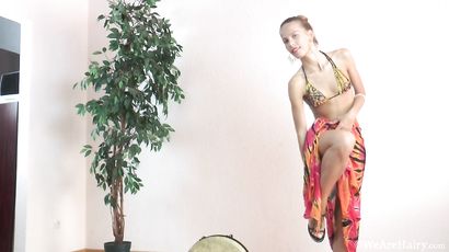 Hairy 18yo Perky Tits Blonde Mimi Lea   Orange Top White Bear   Homemade Solo