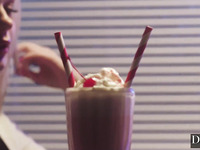 Skinny Redhead Waitress Has 3 Some Fun With A Handsome Guy & His Cute Petite GF Right In The Cafe