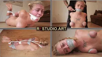 Sunmari   Tight Tape Bondage With Breast Wrapping + Extreme Tape Gagged Hogtie (FULL HD MP4)