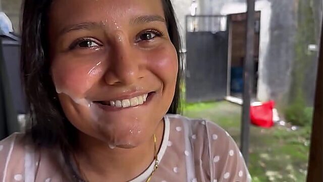 Dark Haired Babe With A Gorgeous Face Eagerly Sucks Dick, Smiles, And Gulps Down Every Drop Of Cum