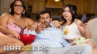 Horny Girls Ashlyn Peaks & Chloe Surreal Compete For Their Share Of Alex’s Huge Cock