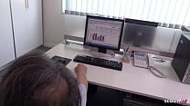 Japanese Teen Secretary Talk To Suck Cock Of Her Old Boss In Japan Office And Get Cum In Mouth In Uncensored JAV Porn
