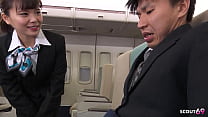 Japanese Stewardess Give Nervous Guy A Blowjob With Cum In Mouth Directly In Plane In Uncensored JAV Porn