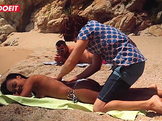 Hot Tart In Swimsuit Meet NoeMilk Is Seduced By Antonio Ross At A Secluded Spot On The Beach
