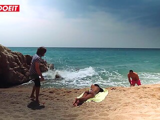 Hot Tart In Swimsuit Meet NoeMilk Is Seduced By Antonio Ross At A Secluded Spot On The Beach