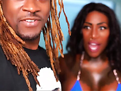 Buxom Ebony Goes For DP Gangbang And Swallows Every Last Drop