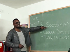 Three BBCs Have A Gangbang With A Hot Ebony Chanell, In The Classroom