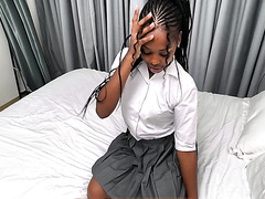 Slim Ebony Student Sucks BWC & Takes It In Her Tiny Pussy In The Missionary Pose