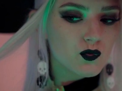 A Blond Doll In A Witch Hat And Black With Cum